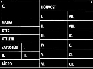 Staj�ov� tabu�ka D 110 plastov� pre kravy