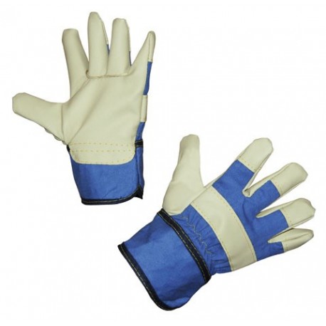 Celoko�en� rukavice z brav�ovej ko�e JUNIOR 6 - 8,   modr�