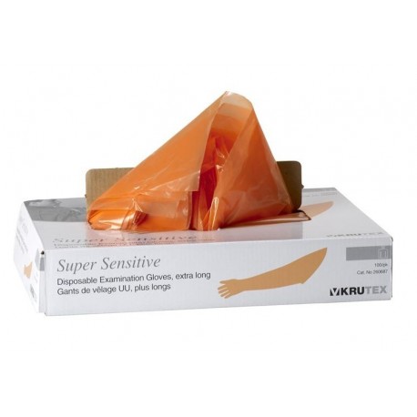 KRUTEX Super Sensitive vy�etrovacie rukavice extra dlh� oran�ov�
